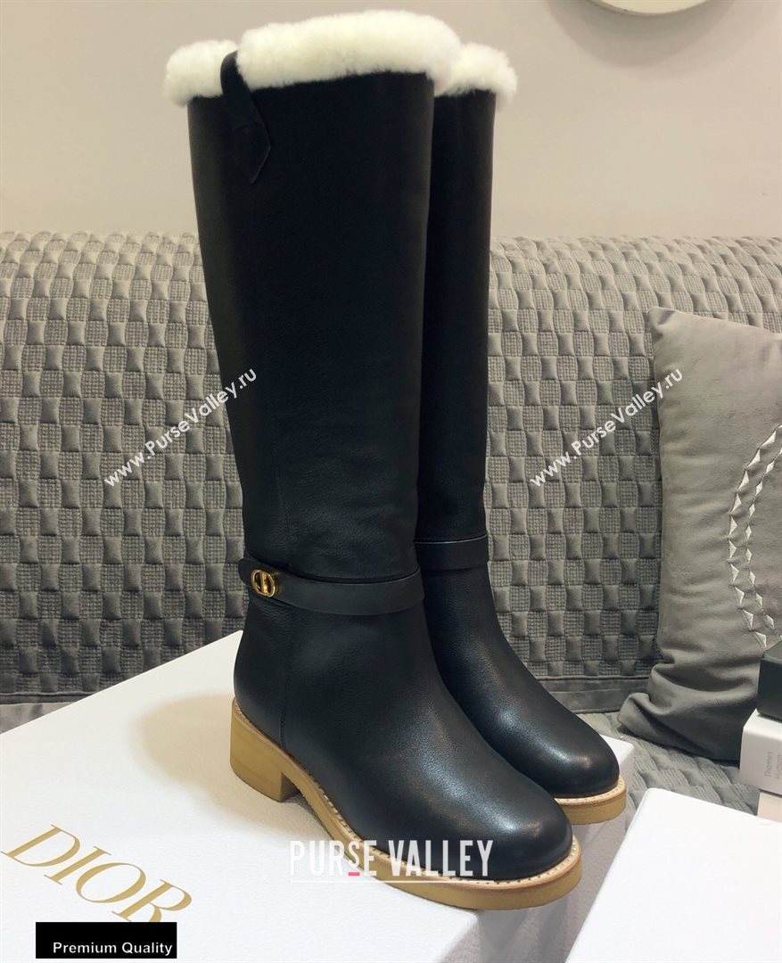 Dior Heel 3.5cm Calfskin and Shearling Lining D-Furious Boots Black 2020 (jincheng-20111701)