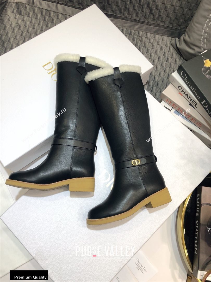 Dior Heel 3.5cm Calfskin and Shearling Lining D-Furious Boots Black 2020 (jincheng-20111701)