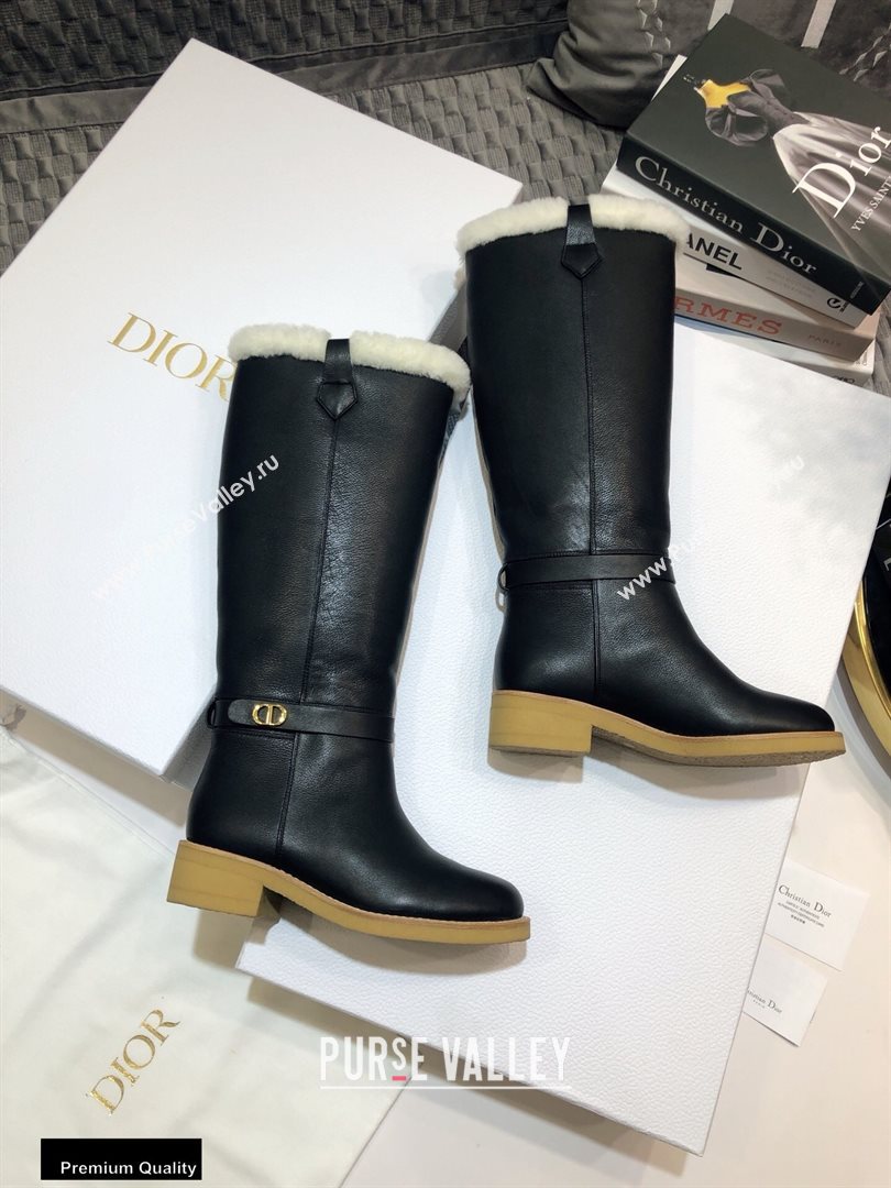 Dior Heel 3.5cm Calfskin and Shearling Lining D-Furious Boots Black 2020 (jincheng-20111701)