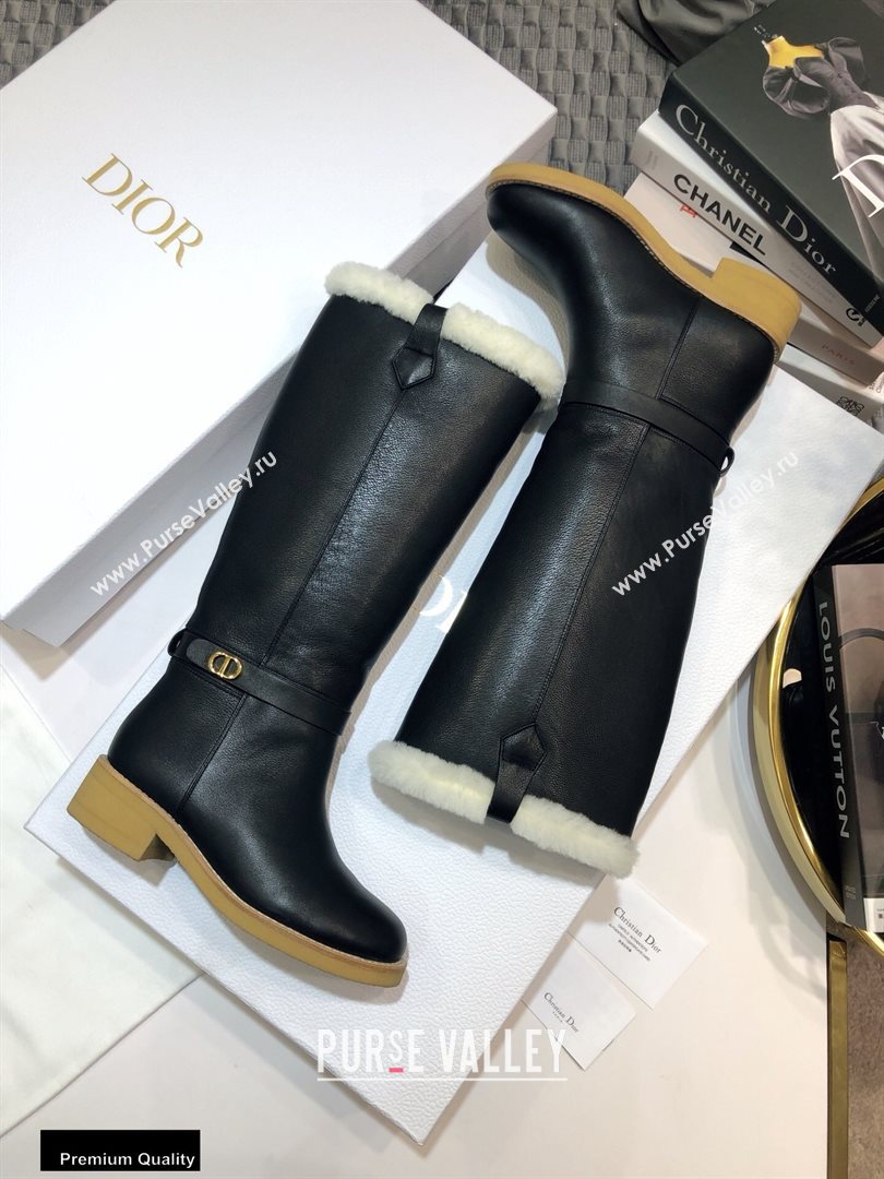 Dior Heel 3.5cm Calfskin and Shearling Lining D-Furious Boots Black 2020 (jincheng-20111701)