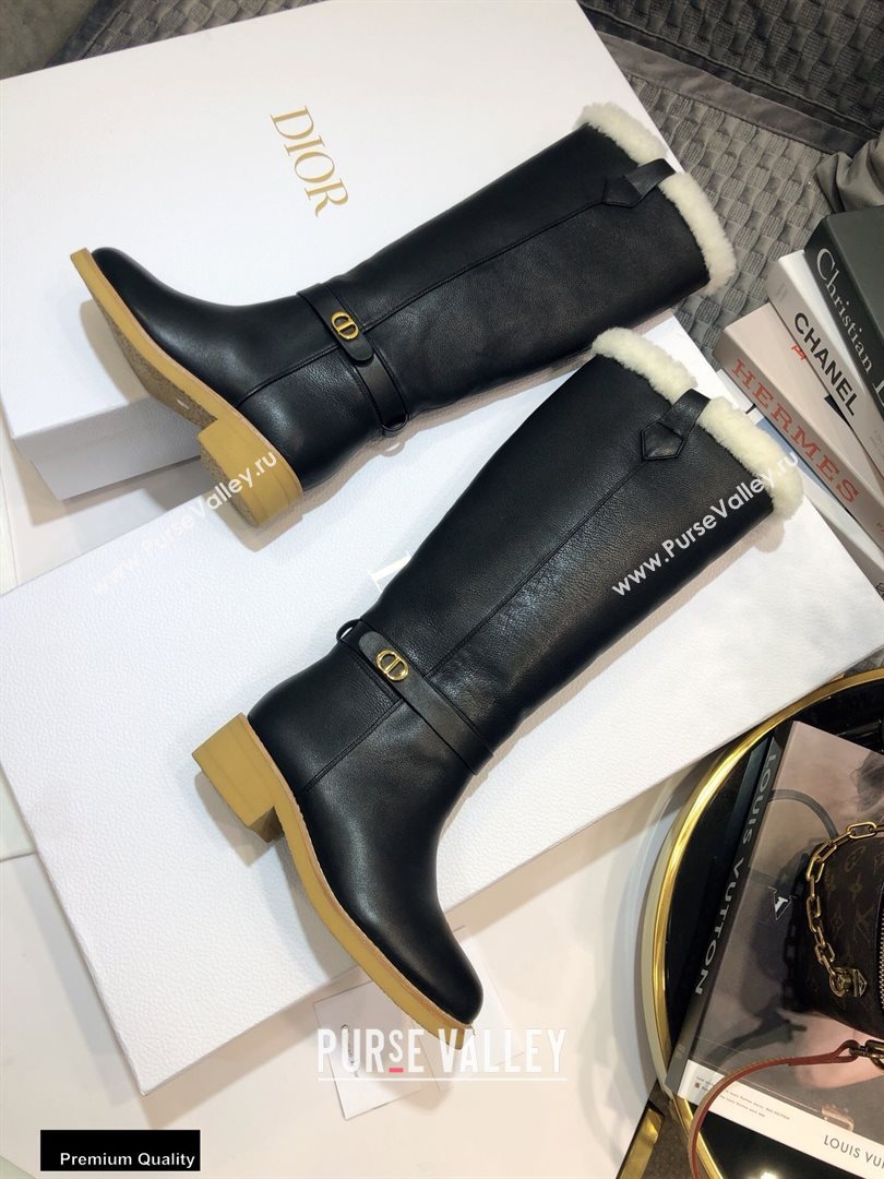 Dior Heel 3.5cm Calfskin and Shearling Lining D-Furious Boots Black 2020 (jincheng-20111701)