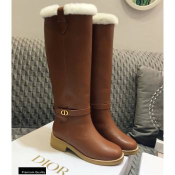 Dior Heel 3.5cm Calfskin and Shearling Lining D-Furious Boots Dark Tan 2020 (jincheng-20111702)