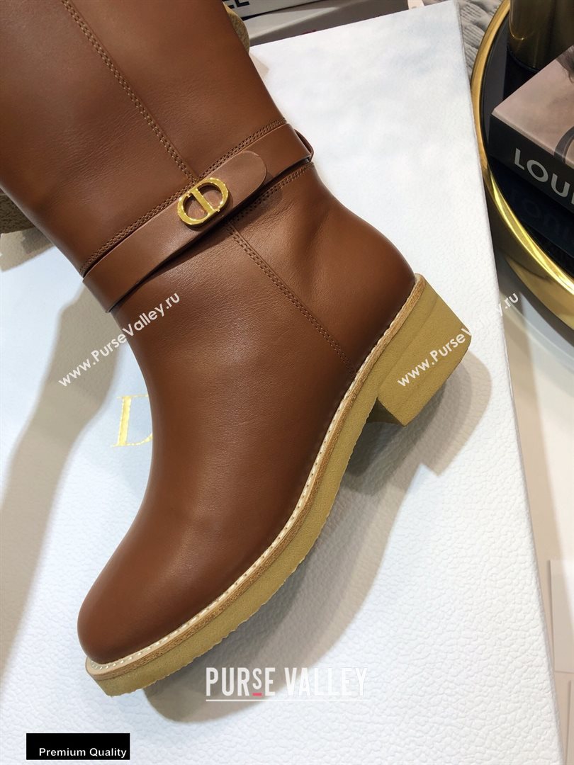 Dior Heel 3.5cm Calfskin and Shearling Lining D-Furious Boots Dark Tan 2020 (jincheng-20111702)