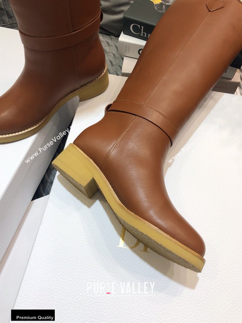 Dior Heel 3.5cm Calfskin and Shearling Lining D-Furious Boots Dark Tan 2020 (jincheng-20111702)