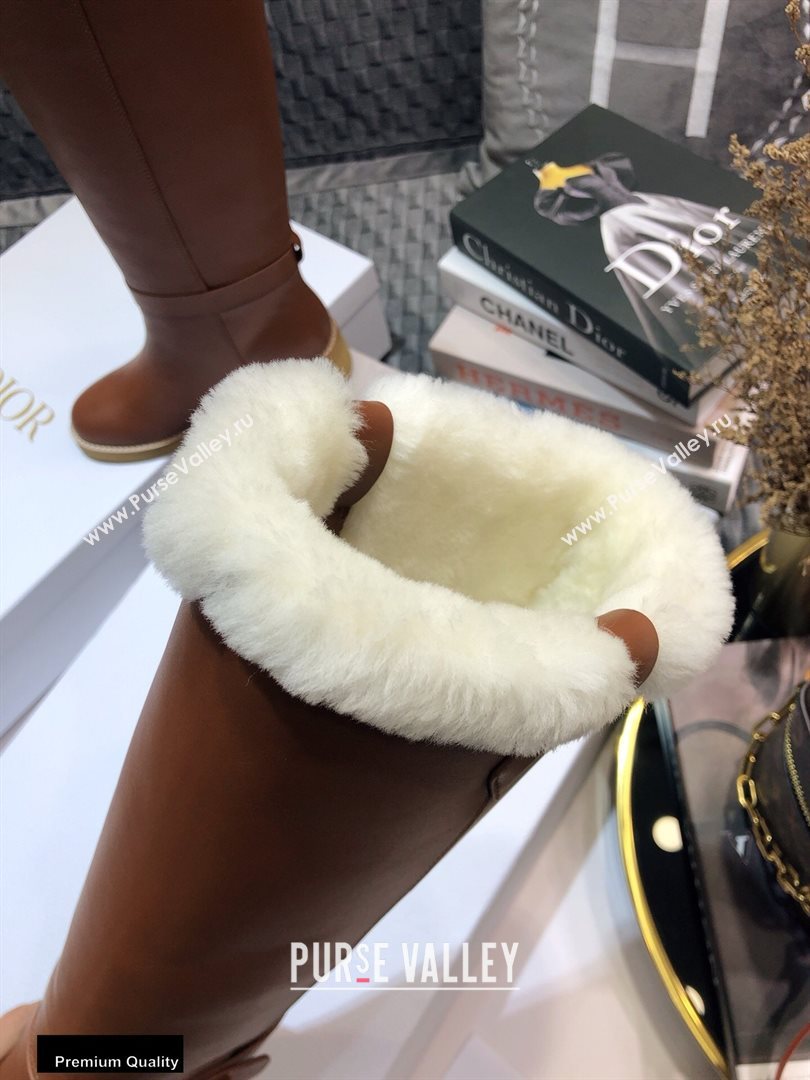 Dior Heel 3.5cm Calfskin and Shearling Lining D-Furious Boots Dark Tan 2020 (jincheng-20111702)