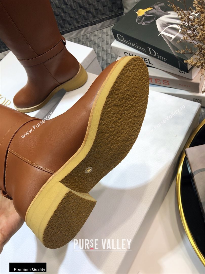 Dior Heel 3.5cm Calfskin and Shearling Lining D-Furious Boots Dark Tan 2020 (jincheng-20111702)