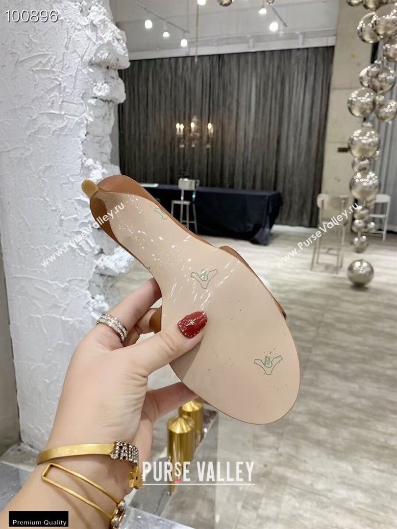 Valentino Heel 6.5cm VLogo Leather Mules Brown 2020 (modeng-20112804)