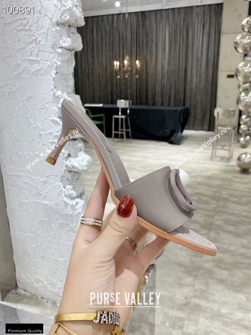 Valentino Heel 6.5cm VLogo Leather Mules Gray 2020 (modeng-20112805)