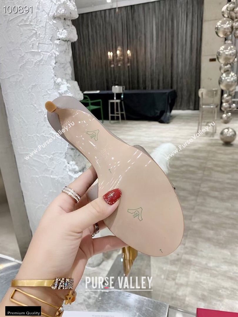 Valentino Heel 6.5cm VLogo Leather Mules Gray 2020 (modeng-20112805)