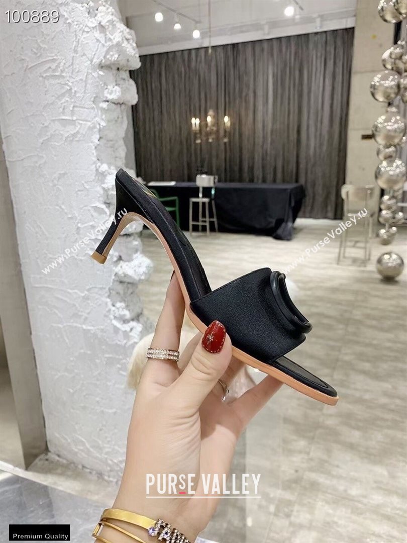 Valentino Heel 6.5cm VLogo Leather Mules Black 2020 (modeng-20112801)
