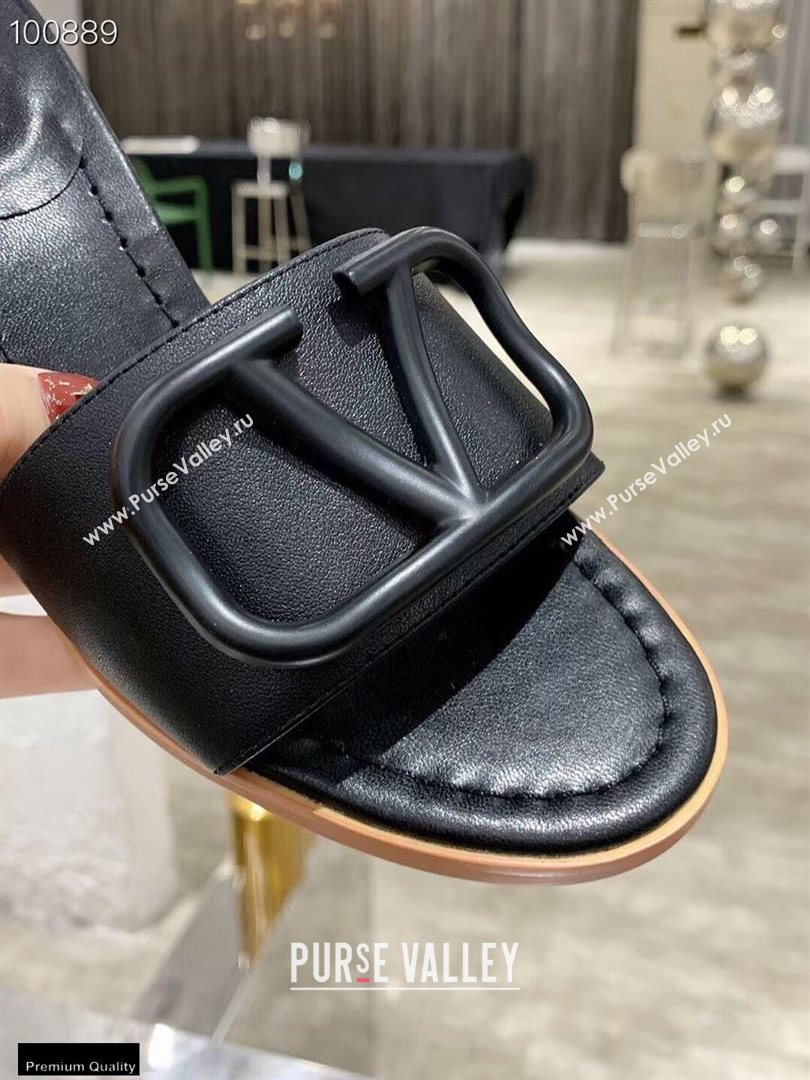 Valentino Heel 6.5cm VLogo Leather Mules Black 2020 (modeng-20112801)