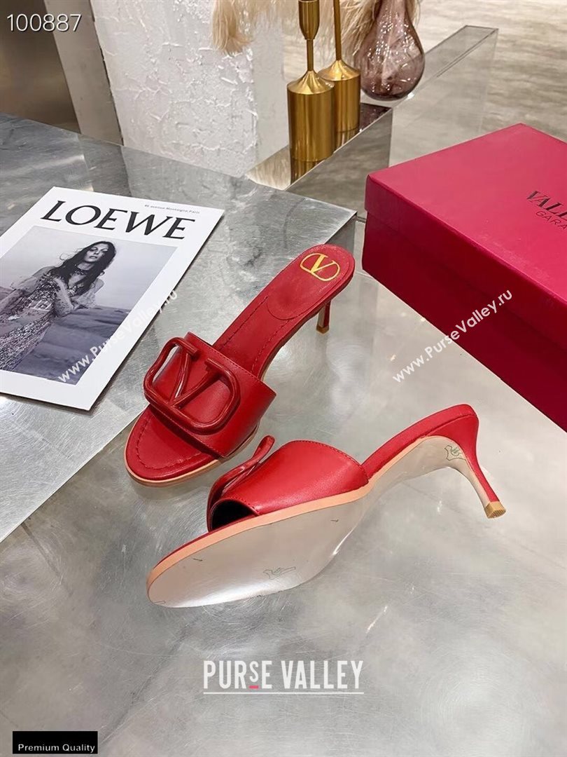 Valentino Heel 6.5cm VLogo Leather Mules Red 2020 (modeng-20112802)