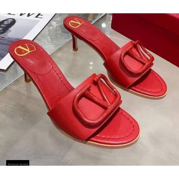 Valentino Heel 6.5cm VLogo Leather Mules Red 2020 (modeng-20112802)