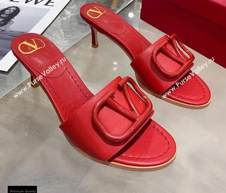 Valentino Heel 6.5cm VLogo Leather Mules Red 2020 (modeng-20112802)