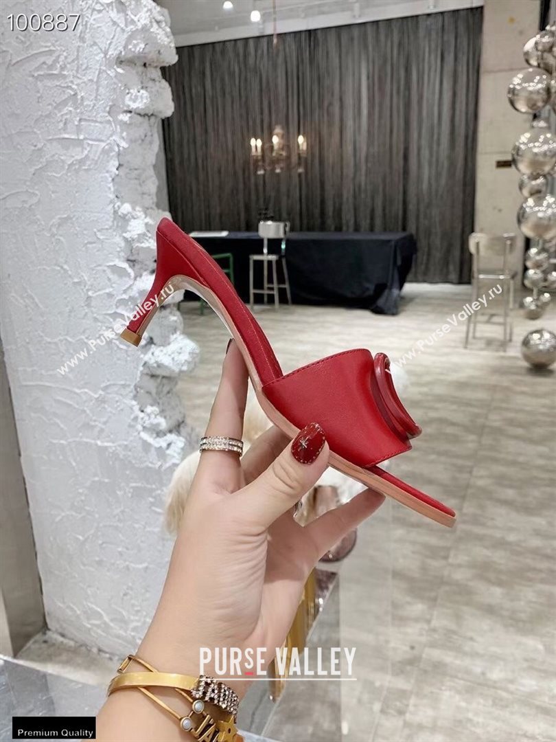 Valentino Heel 6.5cm VLogo Leather Mules Red 2020 (modeng-20112802)