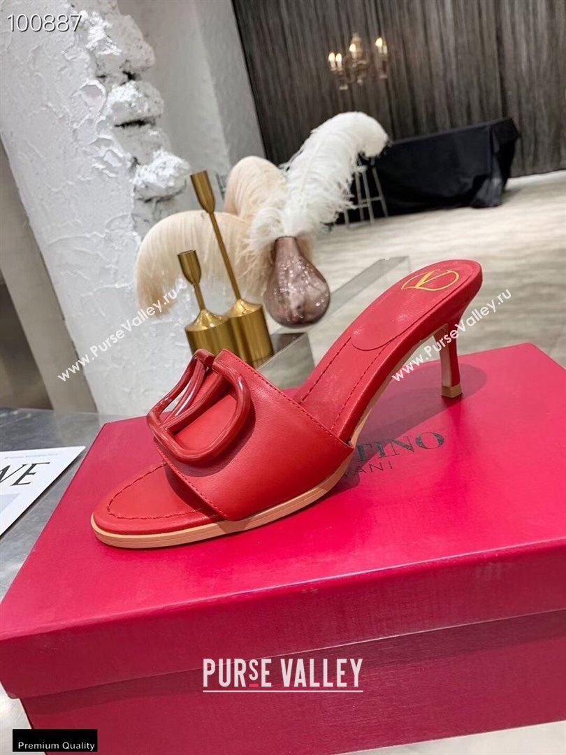 Valentino Heel 6.5cm VLogo Leather Mules Red 2020 (modeng-20112802)