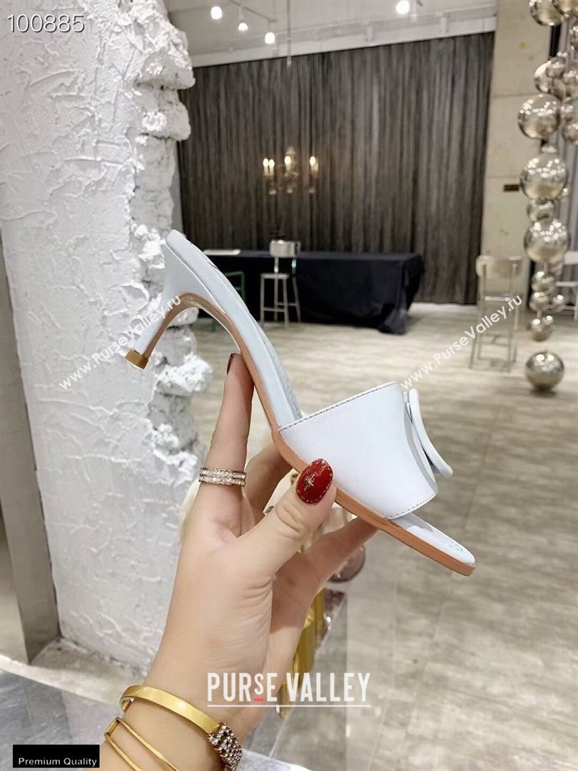 Valentino Heel 6.5cm VLogo Leather Mules White 2020 (modeng-20112803)
