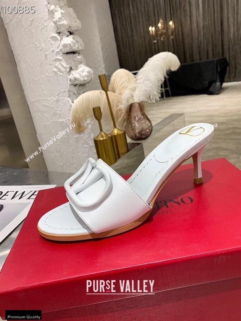 Valentino Heel 6.5cm VLogo Leather Mules White 2020 (modeng-20112803)