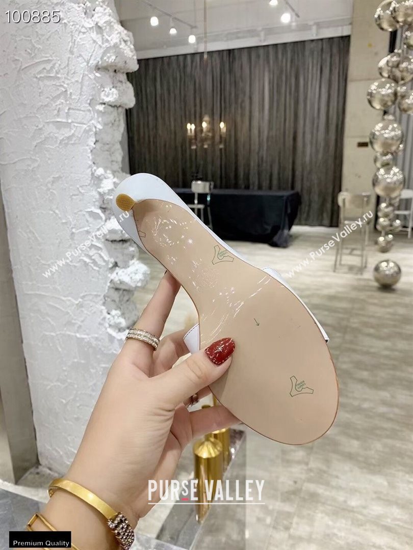 Valentino Heel 6.5cm VLogo Leather Mules White 2020 (modeng-20112803)