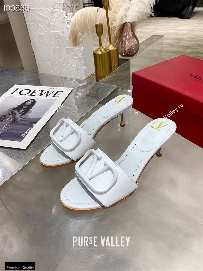 Valentino Heel 6.5cm VLogo Leather Mules White 2020 (modeng-20112803)
