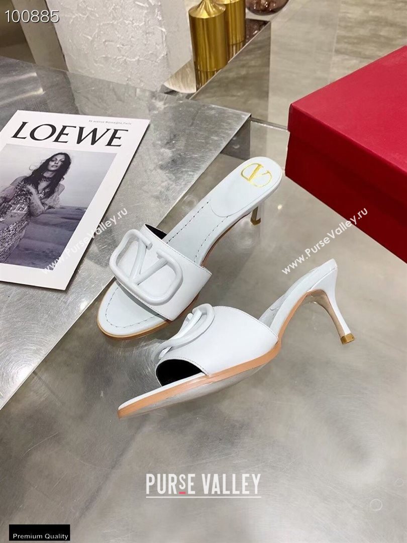 Valentino Heel 6.5cm VLogo Leather Mules White 2020 (modeng-20112803)