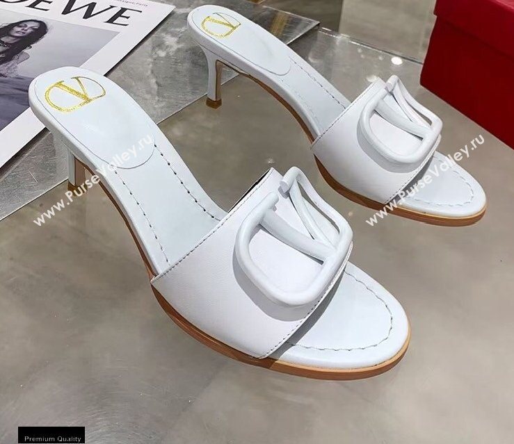 Valentino Heel 6.5cm VLogo Leather Mules White 2020 (modeng-20112803)