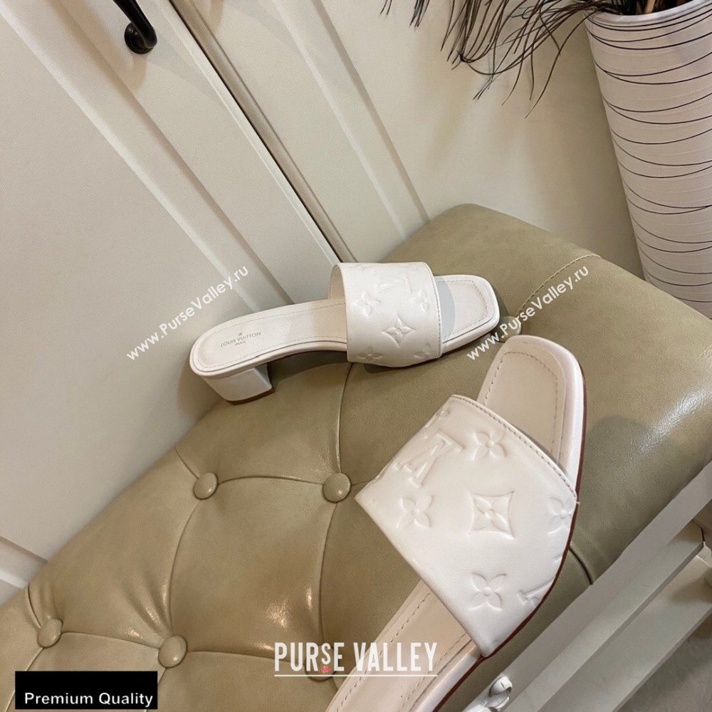 Louis Vuitton Heel 4cm Monogram Embossed Mules White 2020 (modeng-20113049)