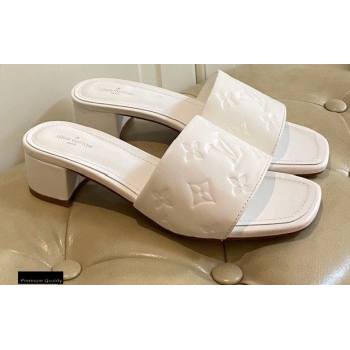 Louis Vuitton Heel 4cm Monogram Embossed Mules White 2020 (modeng-20113049)