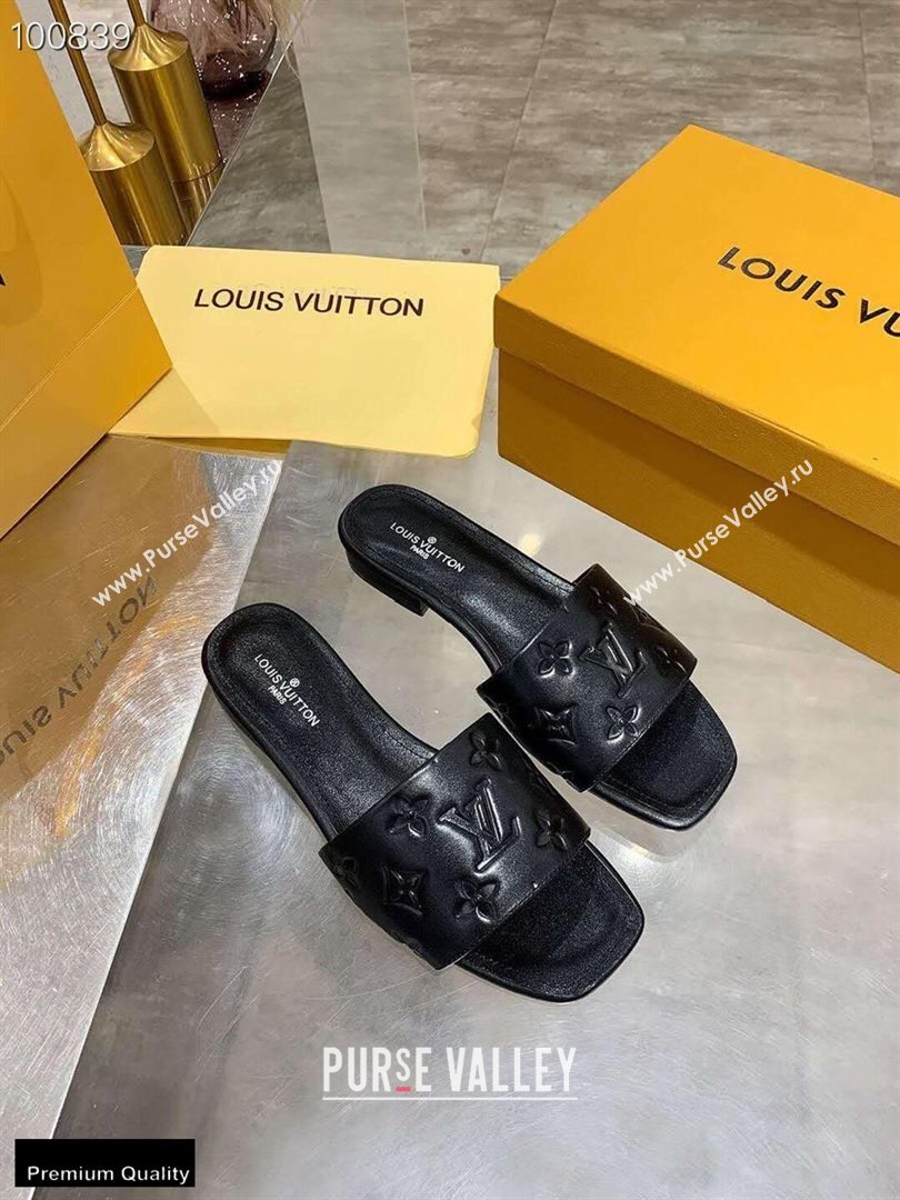Louis Vuitton Monogram Embossed Flat Mules Black 2020 (modeng-20113039)