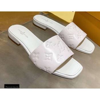 Louis Vuitton Monogram Embossed Flat Mules White 2020 (modeng-20113040)