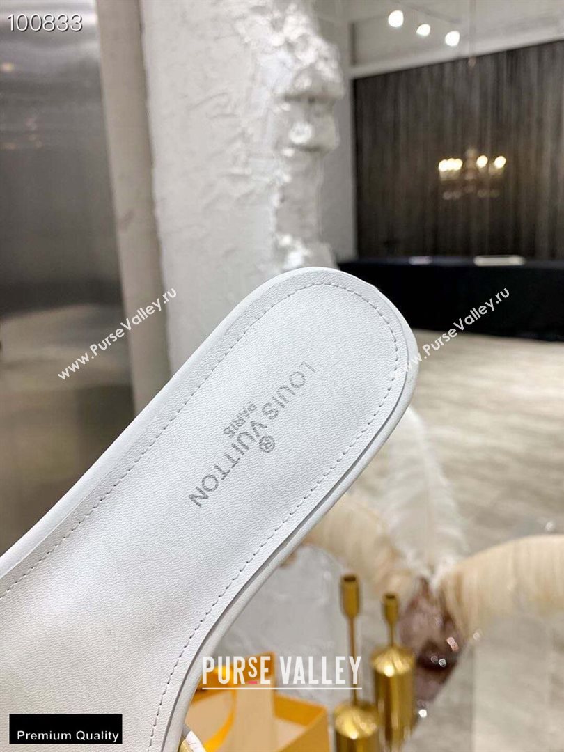 Louis Vuitton Monogram Embossed Flat Mules White 2020 (modeng-20113040)