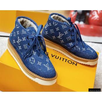 Louis Vuitton Shearling LV Cozy Ankle Boots Denim Blue 2020 (modeng-20112116)