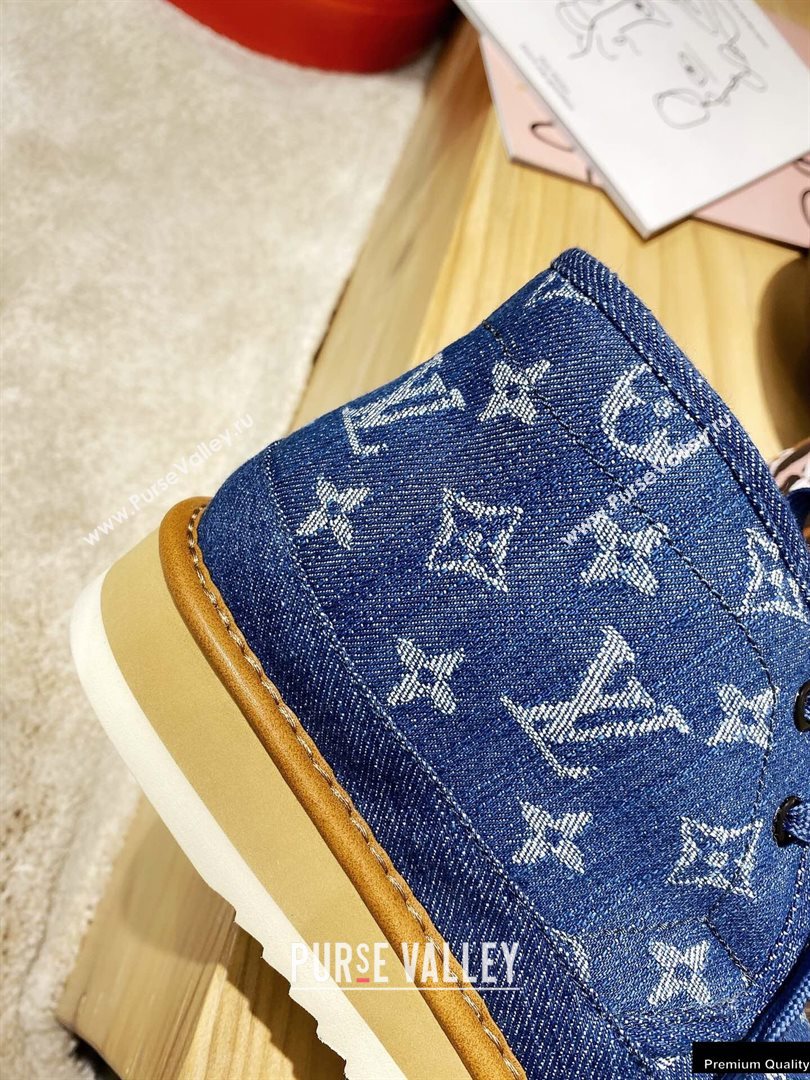 Louis Vuitton Shearling LV Cozy Ankle Boots Denim Blue 2020 (modeng-20112116)