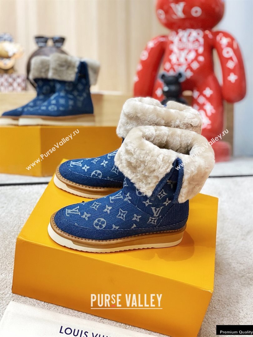 Louis Vuitton Shearling LV Cozy Boots Denim Blue 2020 (modeng-20112117)