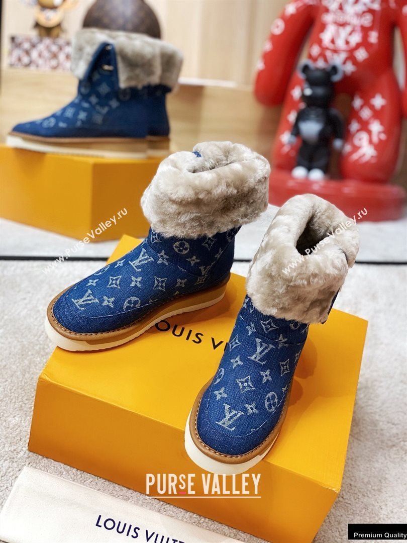 Louis Vuitton Shearling LV Cozy Boots Denim Blue 2020 (modeng-20112117)