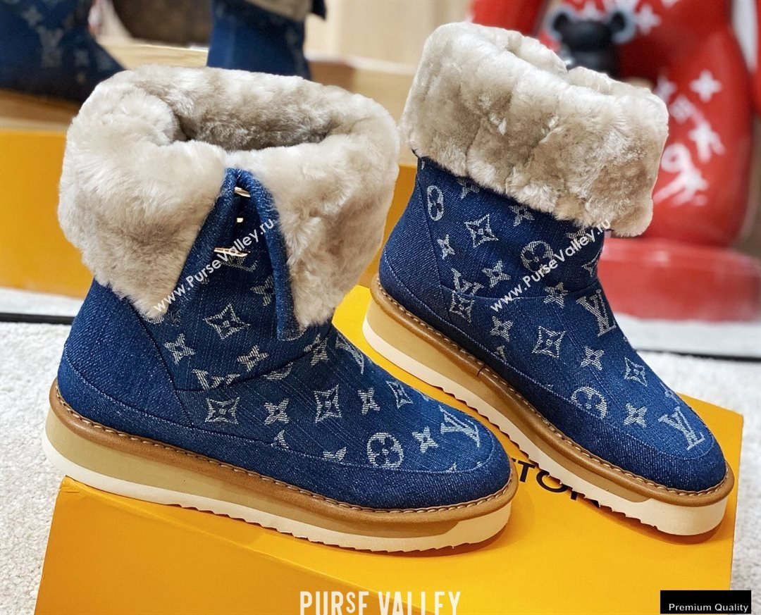 Louis Vuitton Shearling LV Cozy Boots Denim Blue 2020 (modeng-20112117)