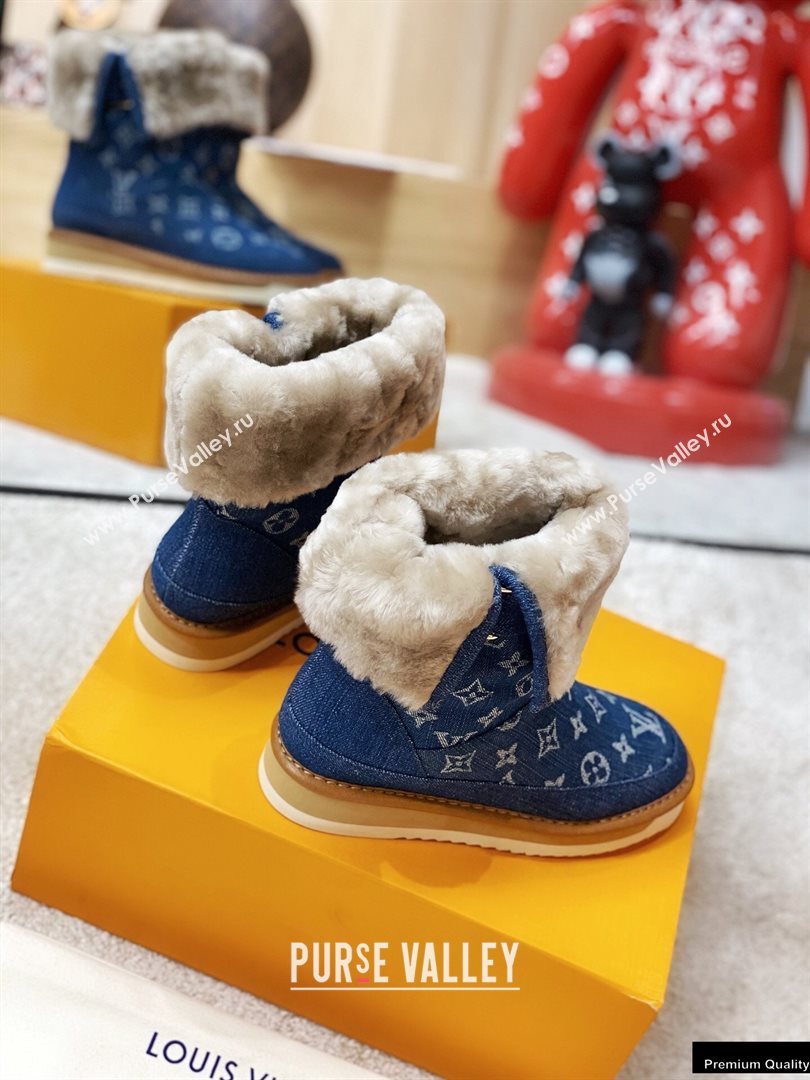Louis Vuitton Shearling LV Cozy Boots Denim Blue 2020 (modeng-20112117)