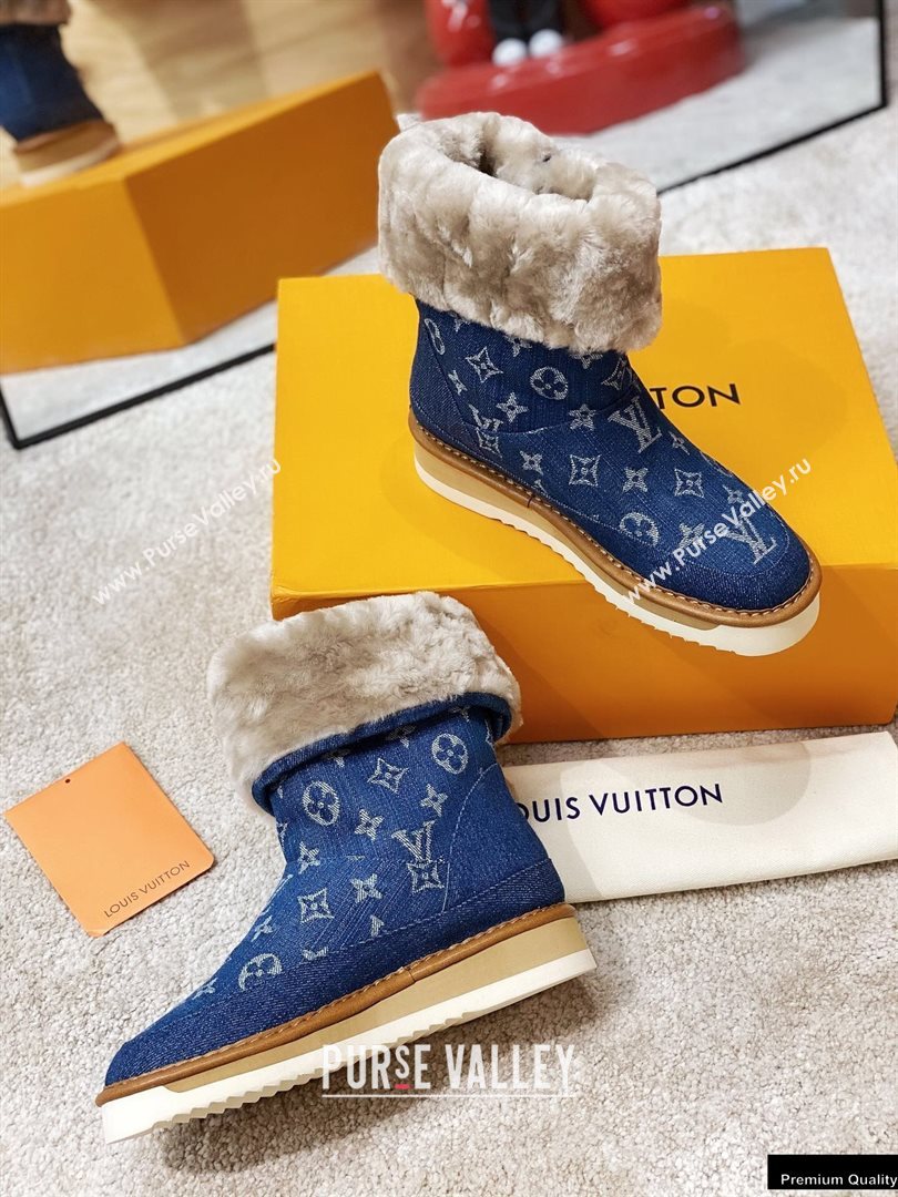 Louis Vuitton Shearling LV Cozy Boots Denim Blue 2020 (modeng-20112117)