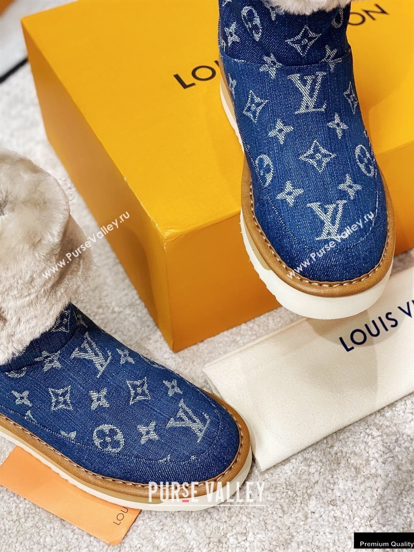 Louis Vuitton Shearling LV Cozy Boots Denim Blue 2020 (modeng-20112117)