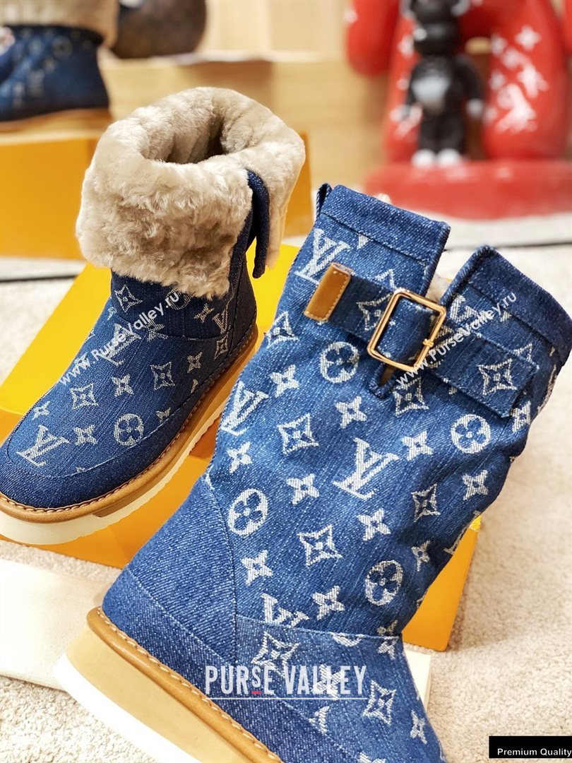 Louis Vuitton Shearling LV Cozy Boots Denim Blue 2020 (modeng-20112117)