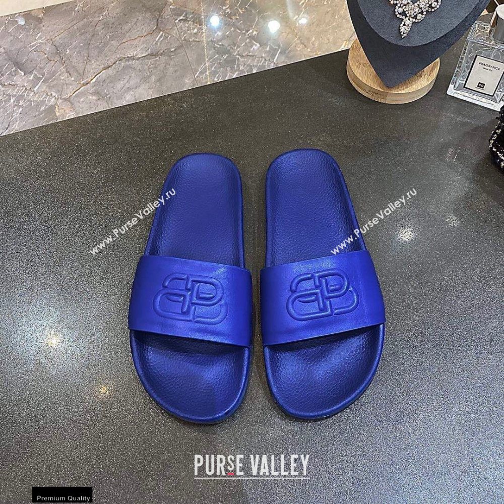 Balenciaga Embossed BB Logo Piscine Pool Slide Sandals Blue 2020 (modeng-20112704)