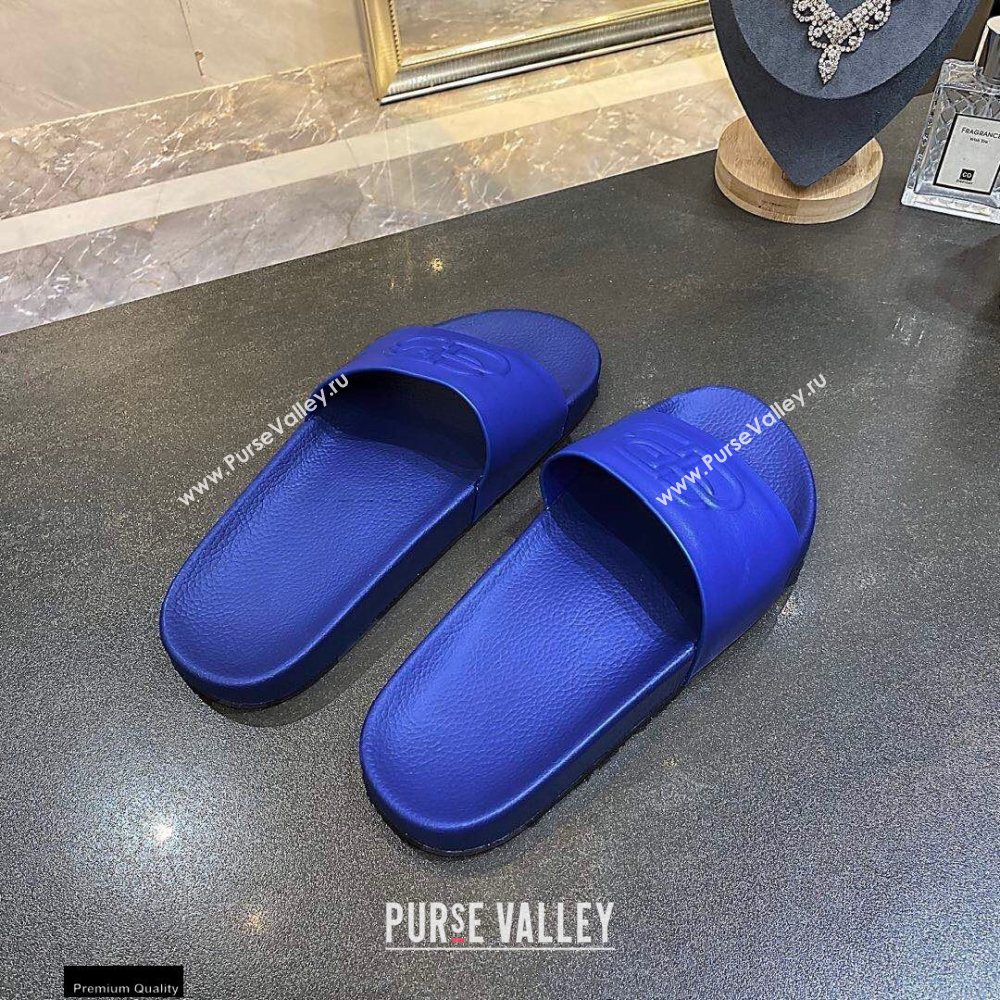 Balenciaga Embossed BB Logo Piscine Pool Slide Sandals Blue 2020 (modeng-20112704)