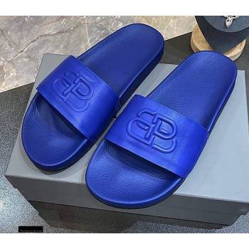 Balenciaga Embossed BB Logo Piscine Pool Slide Sandals Blue 2020 (modeng-20112704)