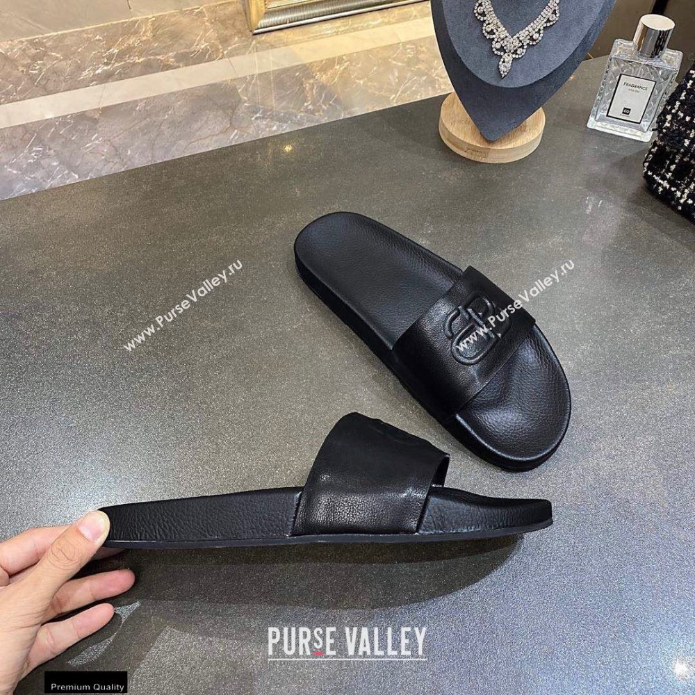 Balenciaga Embossed BB Logo Piscine Pool Slide Sandals Black 2020 (modeng-20112701)