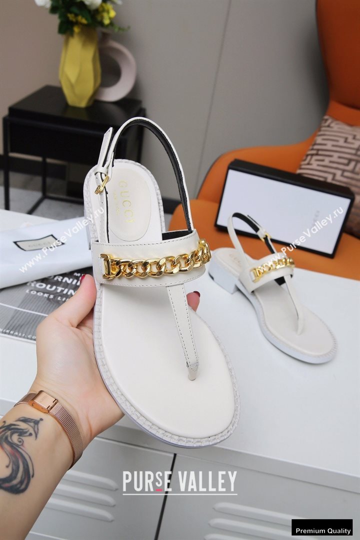 Gucci Heel 2.5cm Thong Sandals White with Chain 2020 (modeng-20113003)