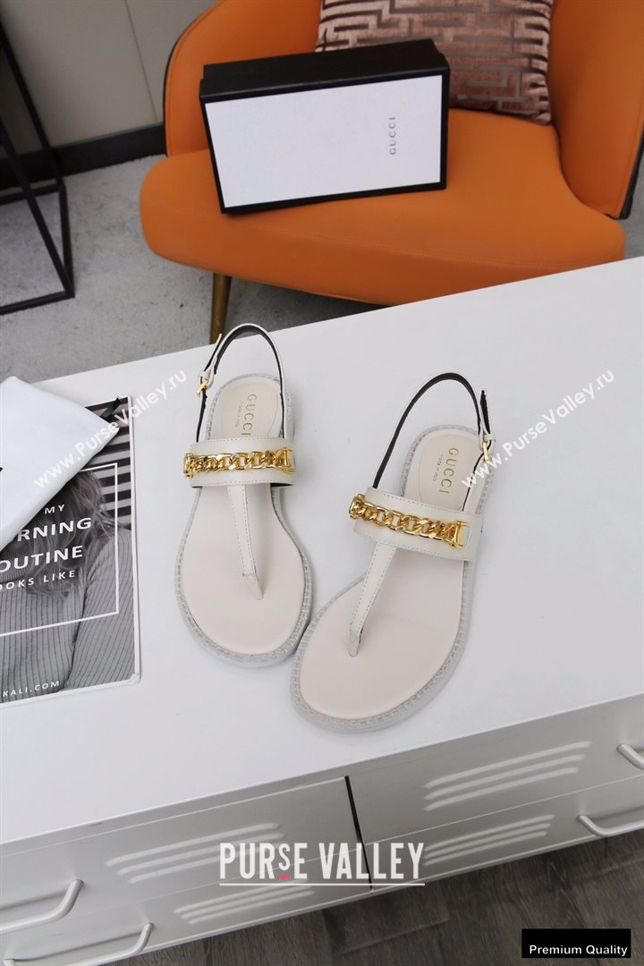 Gucci Heel 2.5cm Thong Sandals White with Chain 2020 (modeng-20113003)