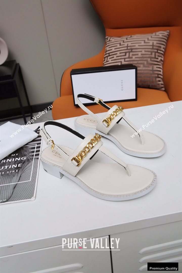 Gucci Heel 2.5cm Thong Sandals White with Chain 2020 (modeng-20113003)