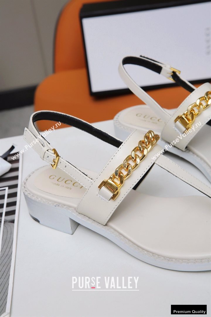 Gucci Heel 2.5cm Thong Sandals White with Chain 2020 (modeng-20113003)