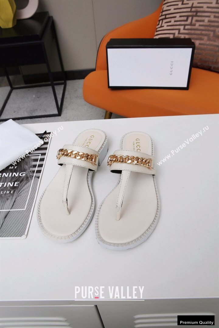 Gucci Heel 2.5cm Thong Slide Sandals White with Chain 2020 (modeng-20113006)