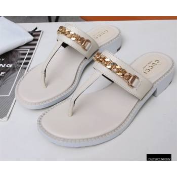 Gucci Heel 2.5cm Thong Slide Sandals White with Chain 2020 (modeng-20113006)